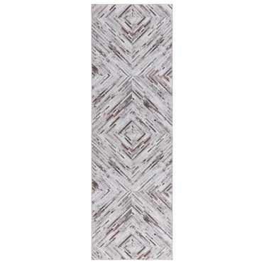 SAFAVIEH Faux Hide Curtis Diamond Machine Washable Runner Rug, Beige/Brown, 2'6" x 6'