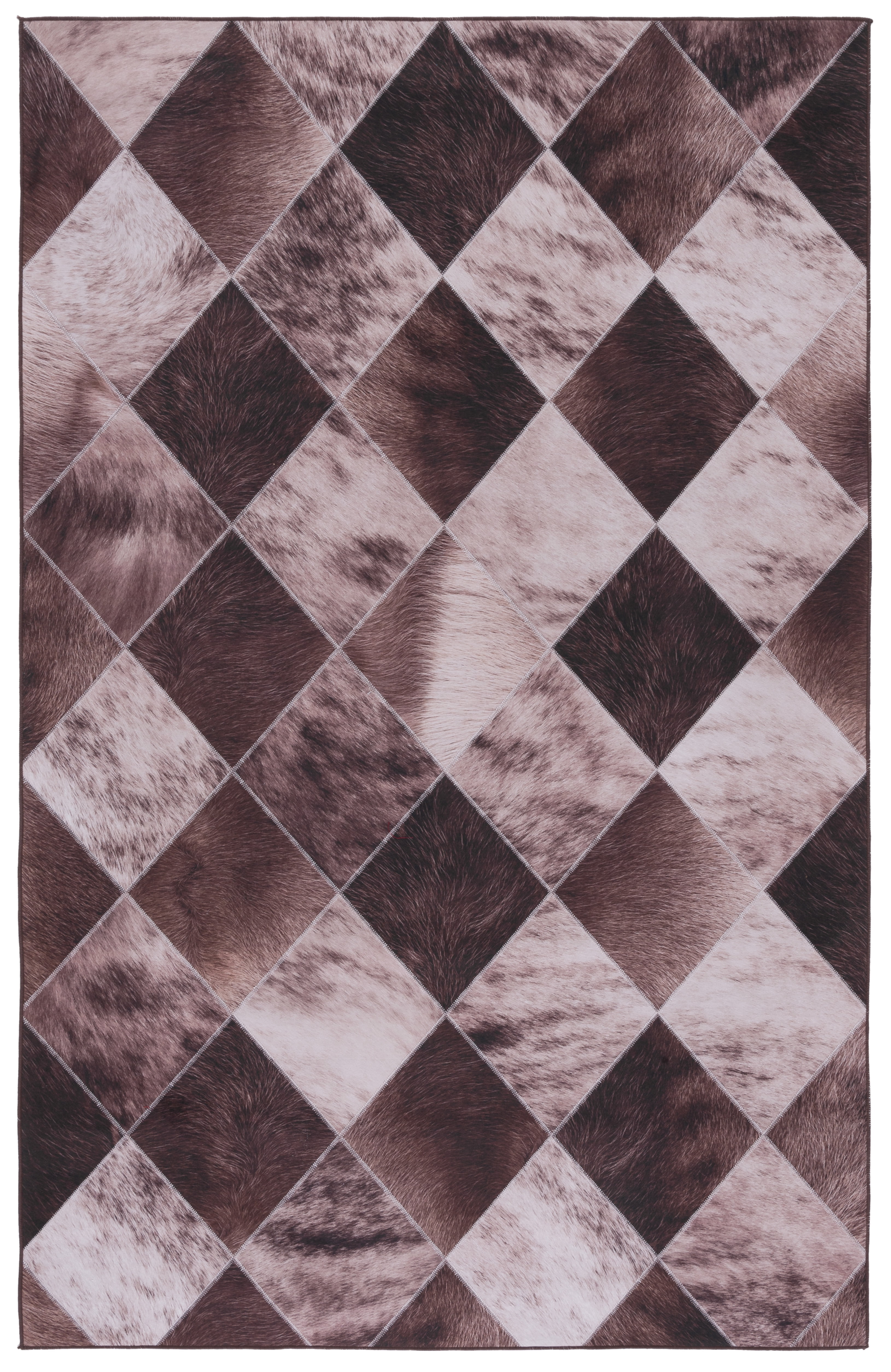 Light Brown and Brown Faux Fur Rectangular Rug, 4' x 6'