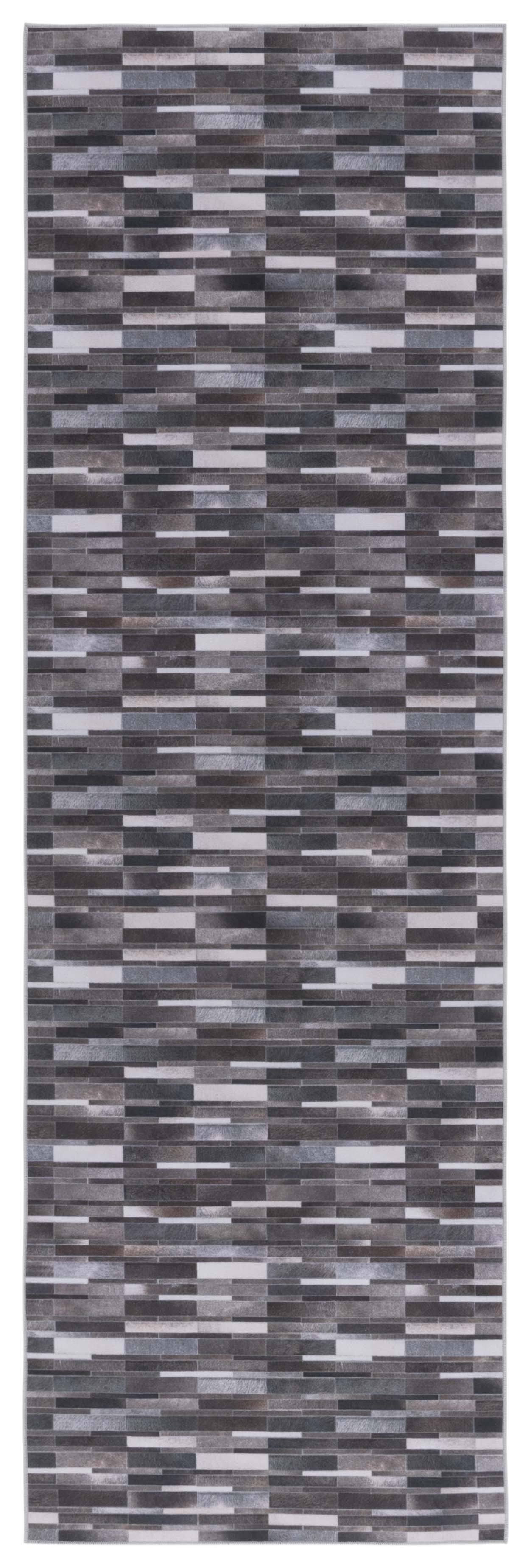 SAFAVIEH Faux Hide Cyan Modern Runner Rug, Ivory/Grey, 2'6