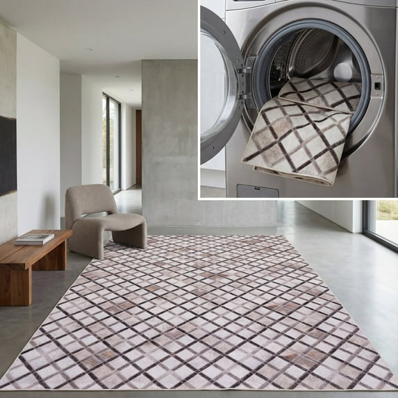 SAFAVIEH Faux Hide Cybill Diamond Area Rug, Beige/Brown, 6' x 6' Square