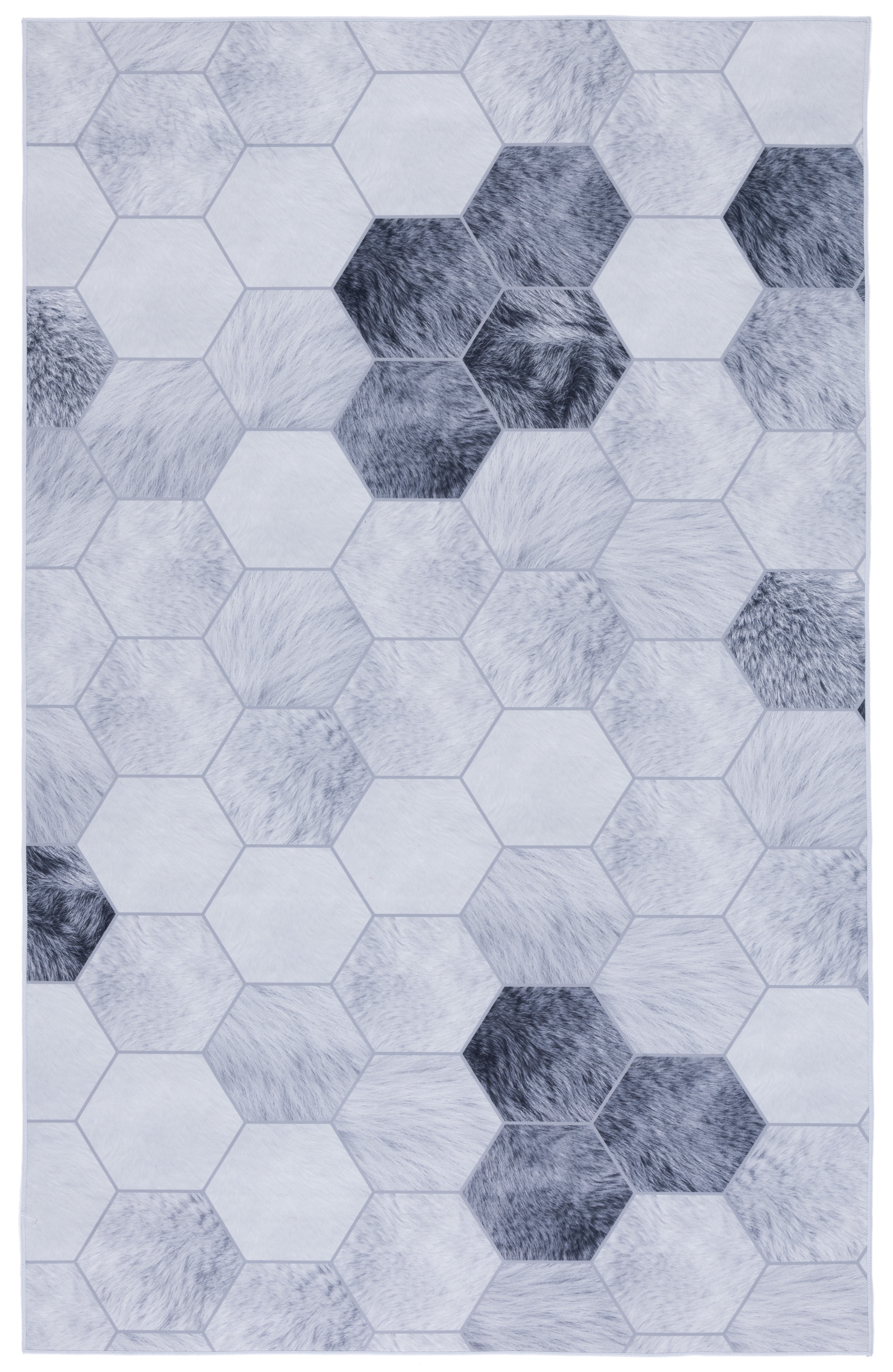 Gray 9' x 12' Rectangular Synthetic Fur Washable Rug