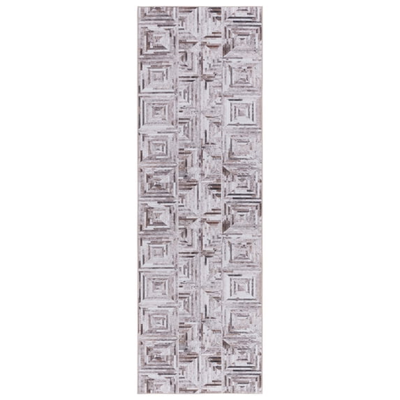 SAFAVIEH Faux Hide Cyrus Geometric Runner Rug, Beige/Brown, 2'6" x 8'