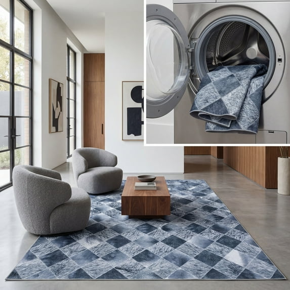 SAFAVIEH Faux Hide Dacre Diamond Area Rug, Grey/Dark Grey, 4' x 6'