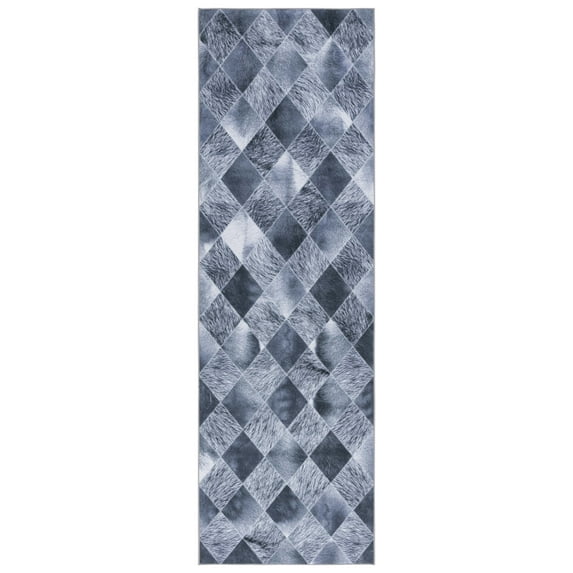 SAFAVIEH Faux Hide Dacre Diamond Runner Rug, Grey/Dark Grey, 2'6" x 8'