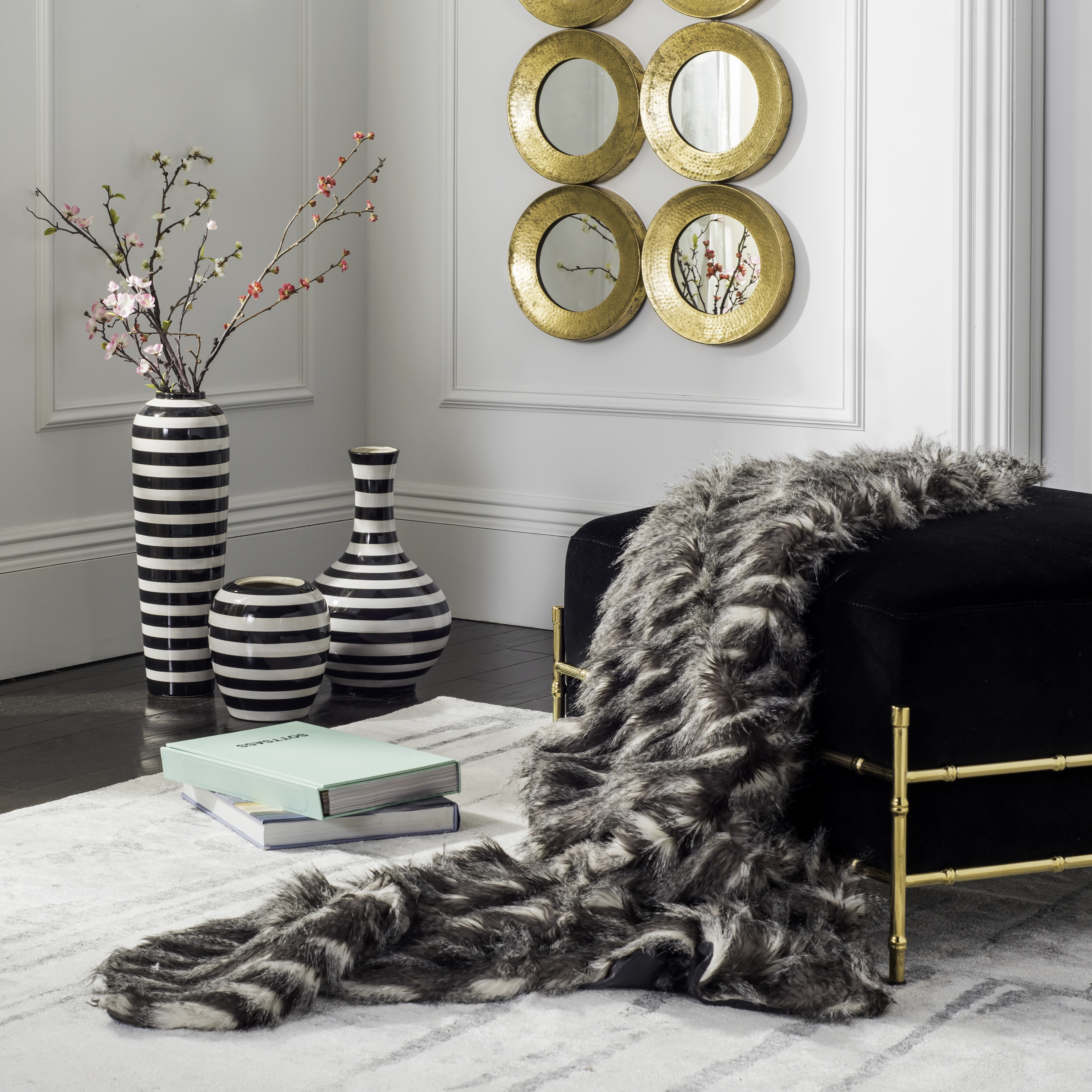 Magaschoni faux fur hotsell beige throw !