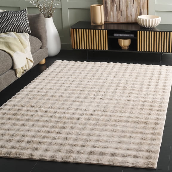 Safavieh Faux Rabbit Bubble Selina Solid Machine Washable Area Rug, Beige, 8' x 10'