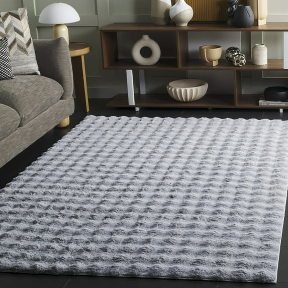 Safavieh Faux Rabbit Bubble Selina Solid Machine Washable Area Rug, Gray, 8' x 10'