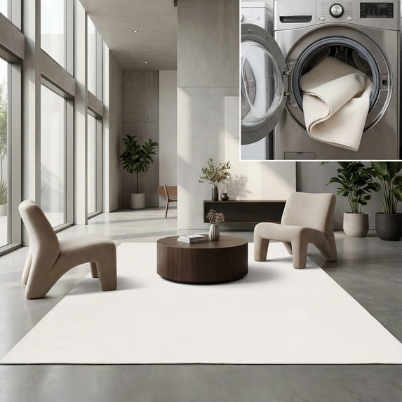 SAFAVIEH Faux Rabbit Fur Daven Solid Area Rug, Beige, 8' x 10'