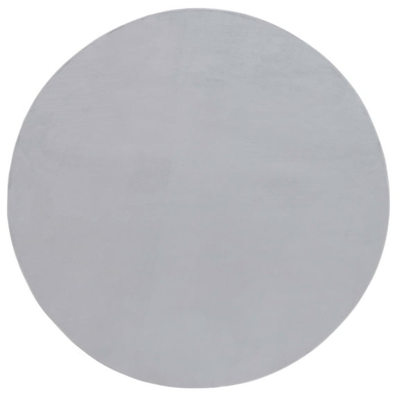 SAFAVIEH Faux Rabbit Fur Daven Solid Area Rug, Silver, 6' x 6' Round