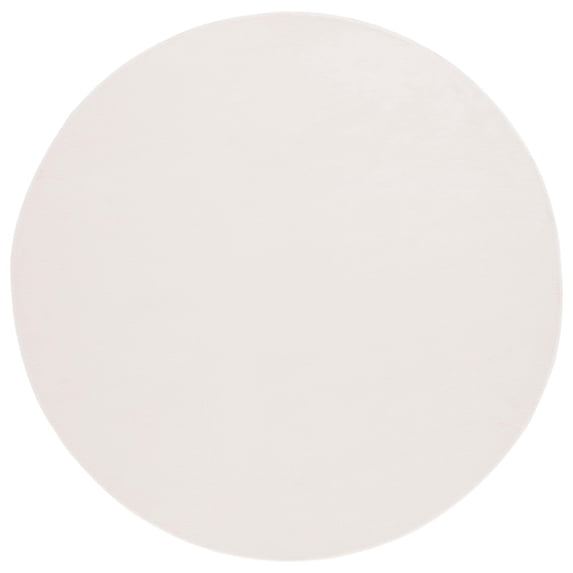 SAFAVIEH Faux Rabbit Fur Daven Solid Polyester Machine Washable Area Rug, Beige, 4' x 4' Round