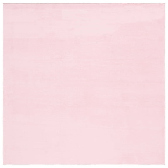 SAFAVIEH Faux Rabbit Fur Daven Solid Polyester Machine Washable Area Rug, Pink, 6' x 6' Square