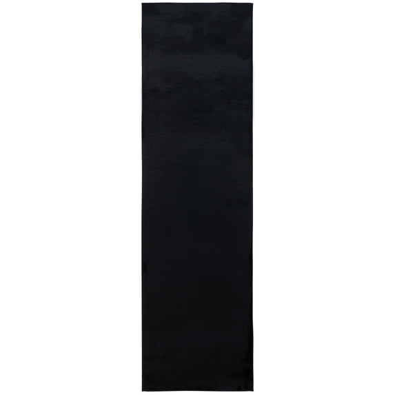 SAFAVIEH Faux Rabbit Fur Daven Solid Polyester Machine Washable Runner Rug, Black, 2'3" x 10'