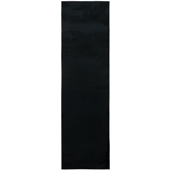 SAFAVIEH Faux Rabbit Fur Daven Solid Polyester Machine Washable Runner Rug, Black, 2'6" x 14'