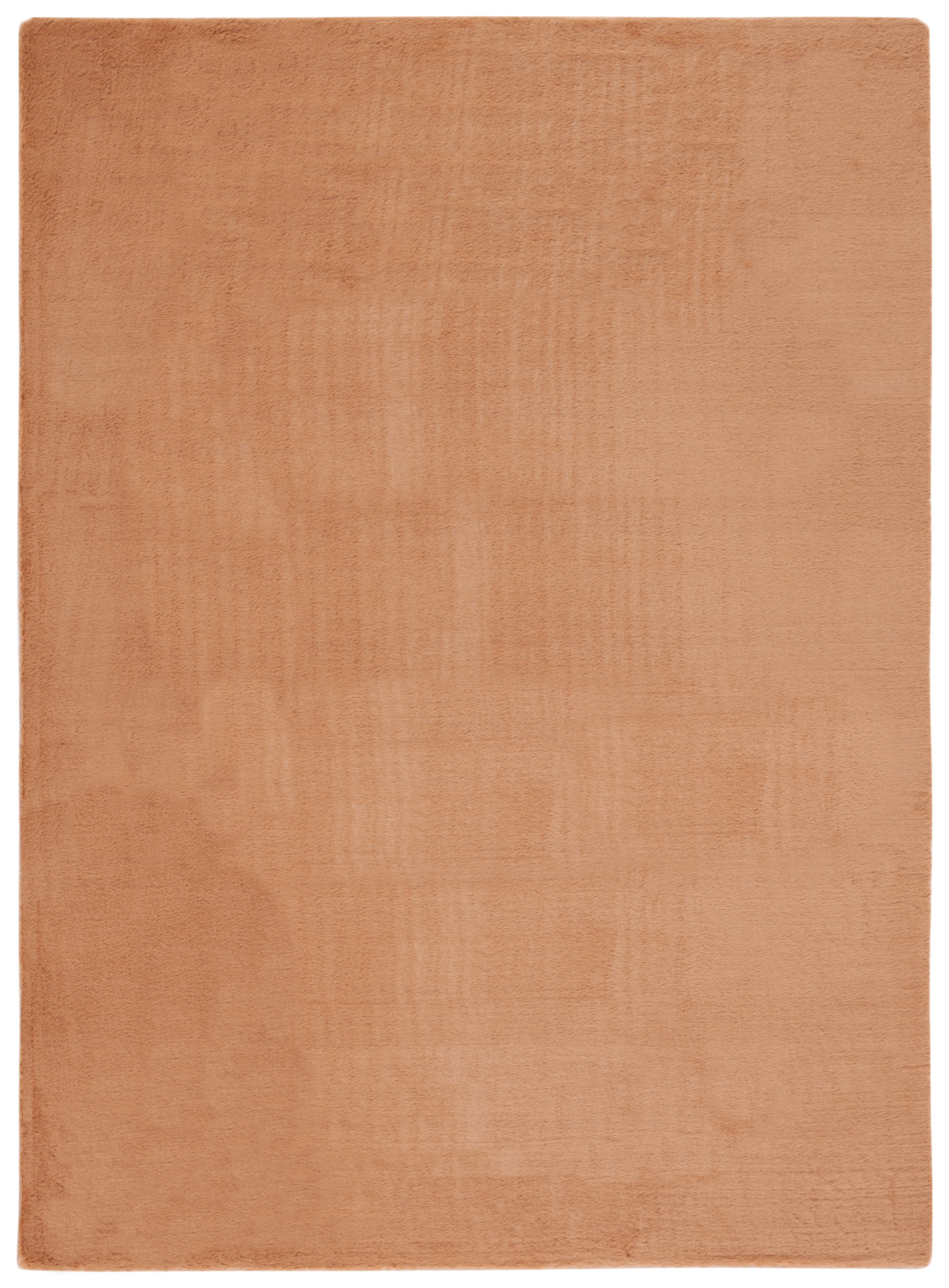 Brown Faux Rabbit Fur Rectangular Washable Area Rug
