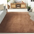 thumbnail image 1 of Safavieh Faux Rabbit Fur David Solid Machine Washable Slip Resistant Area Rug, Brown, 8' x 10', 1 of 13