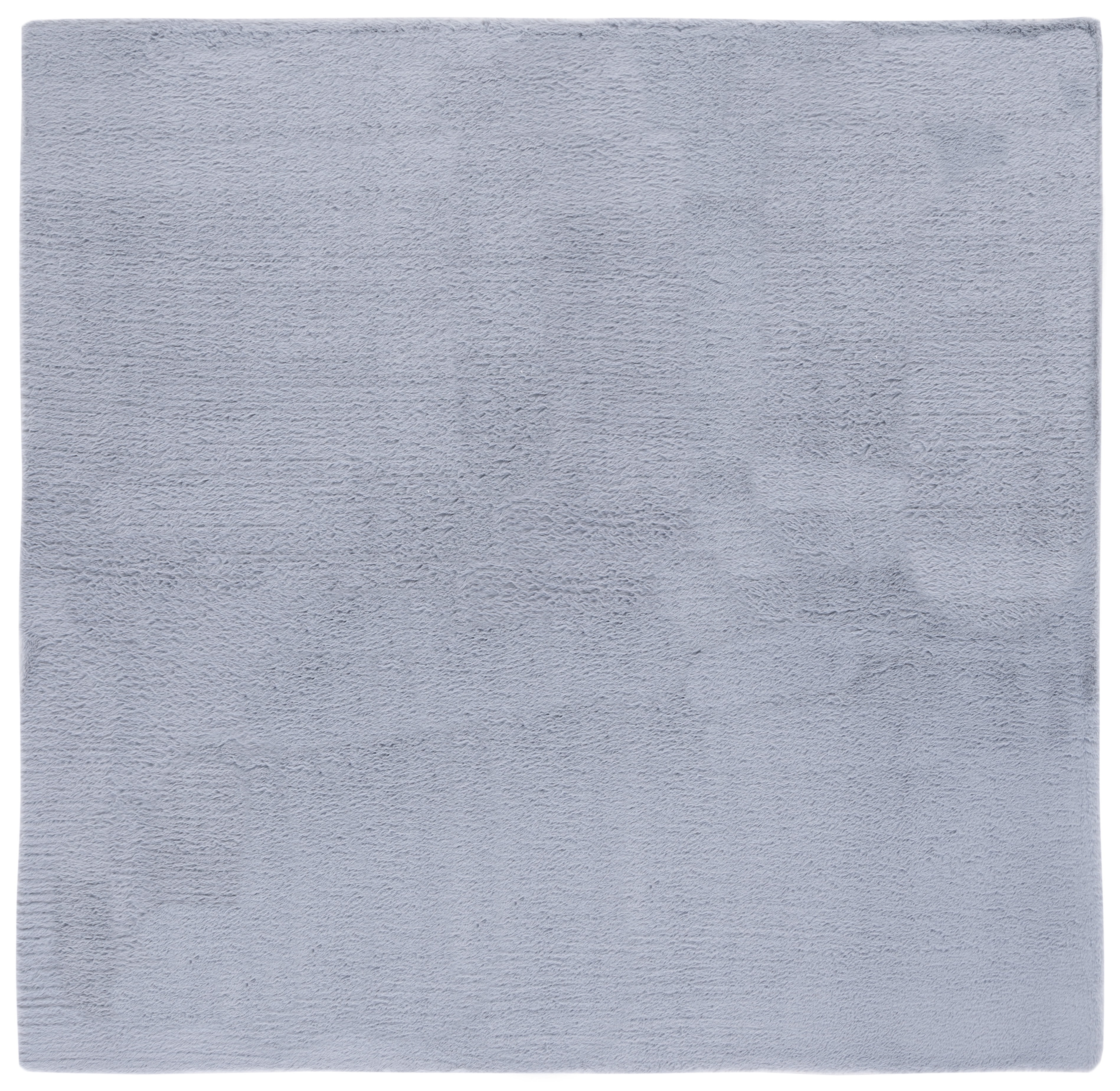 Luxurious Gray Square Faux Rabbit Fur 6' Area Rug