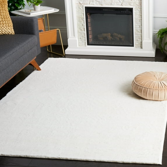 Safavieh Faux Rabbit Fur Davin Solid Machine Washable Slip Resistant Area Rug, Off White, 2' x 3'