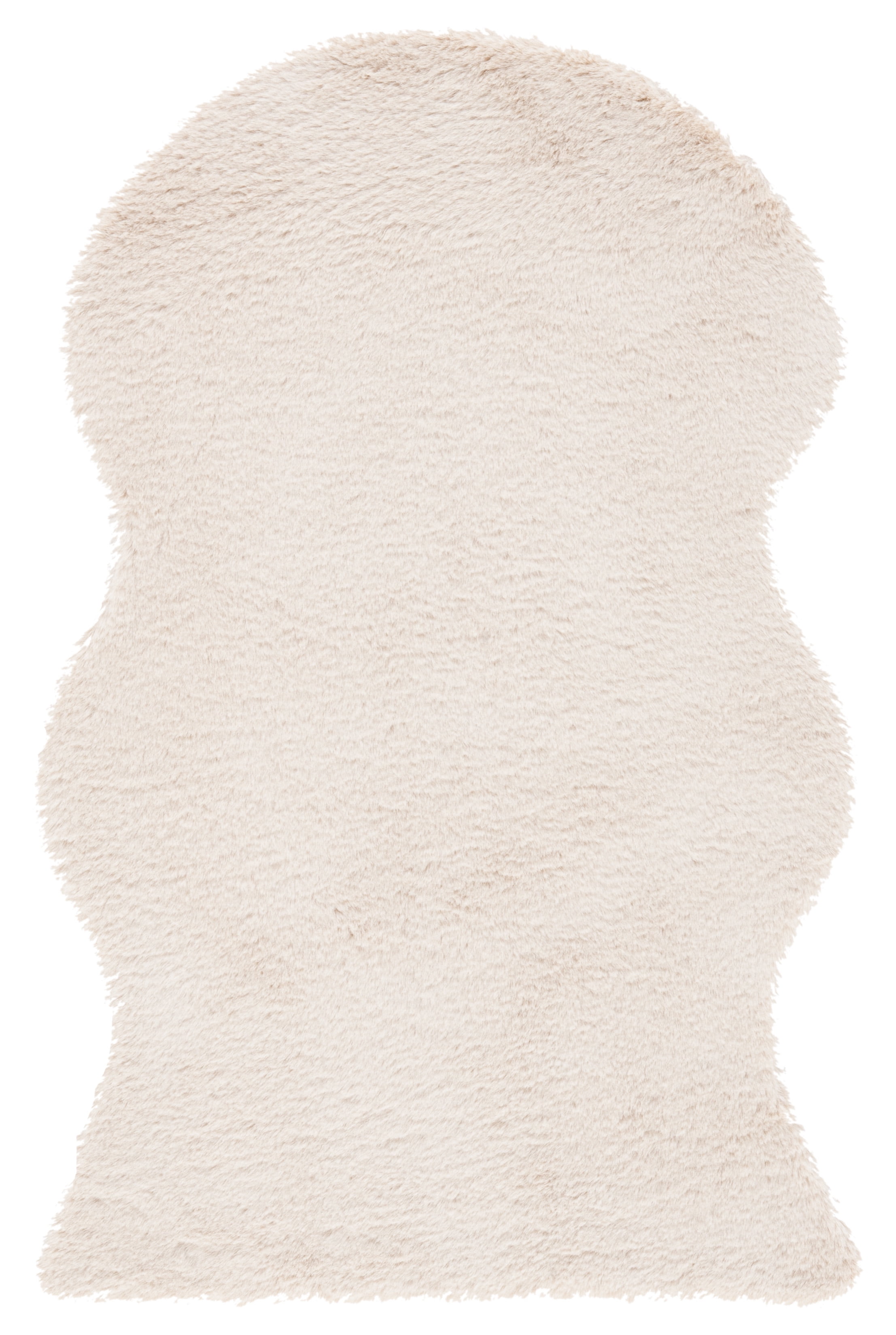 Luxurious Hand-Knotted Beige Faux Sheepskin Shag Rug