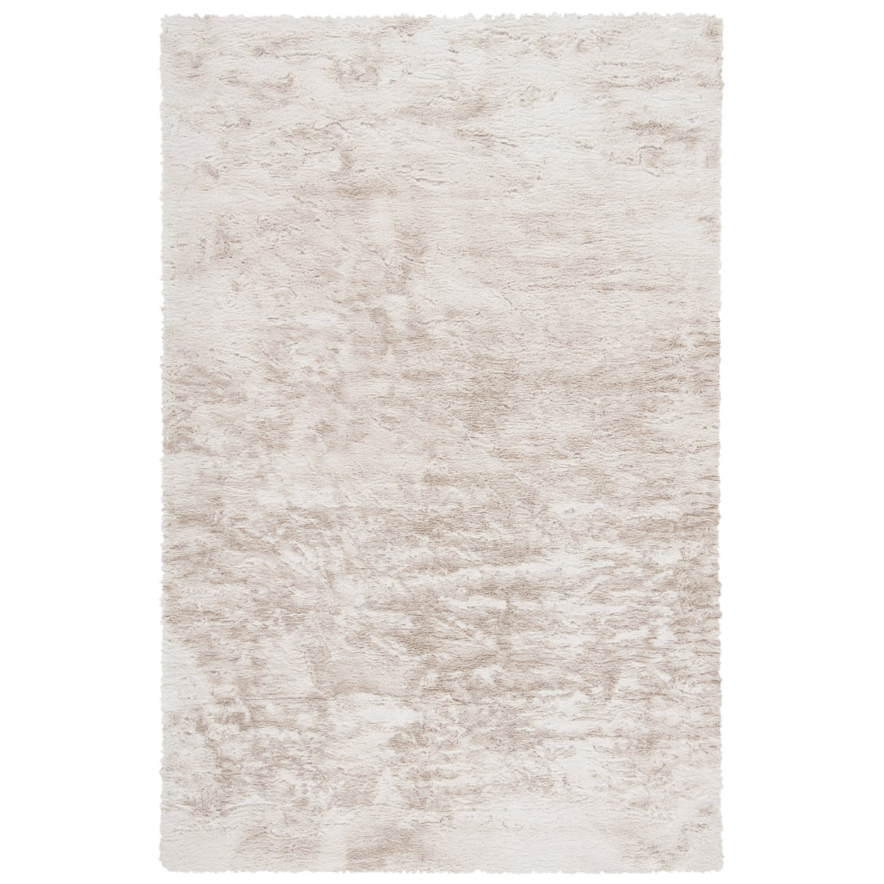 Beige Round Faux Sheepskin Shag Rug, 47 inches