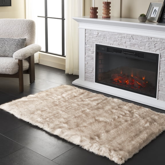 Safavieh Faux Sheep Skin Herbert Solid Area Rug, Beige/Brown, 3' x 5'