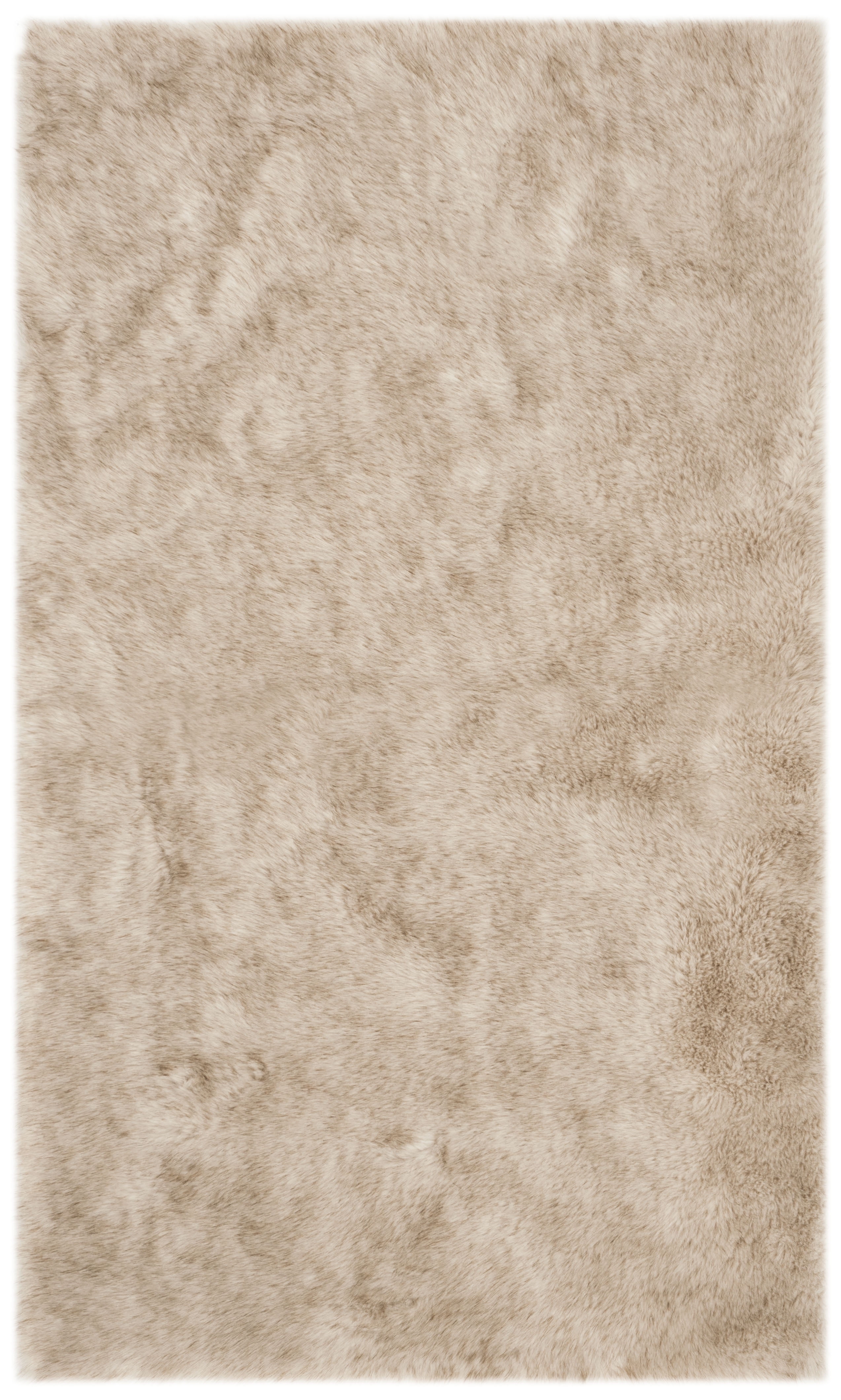 Beige Faux Sheepskin Rectangular Shag Area Rug 3' x 5'