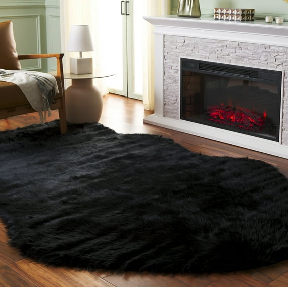 Safavieh Faux Sheep Skin Jadyn Animal Area Rug, Black, 6' x 9'