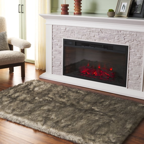 Safavieh Faux Sheep Skin Lucina Solid Area Rug, Gray/Black, 3' x 5'