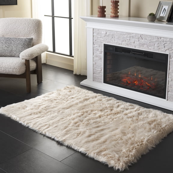 Safavieh Faux Sheep Skin Vesna Solid Area Rug, Beige, 4' x 6'
