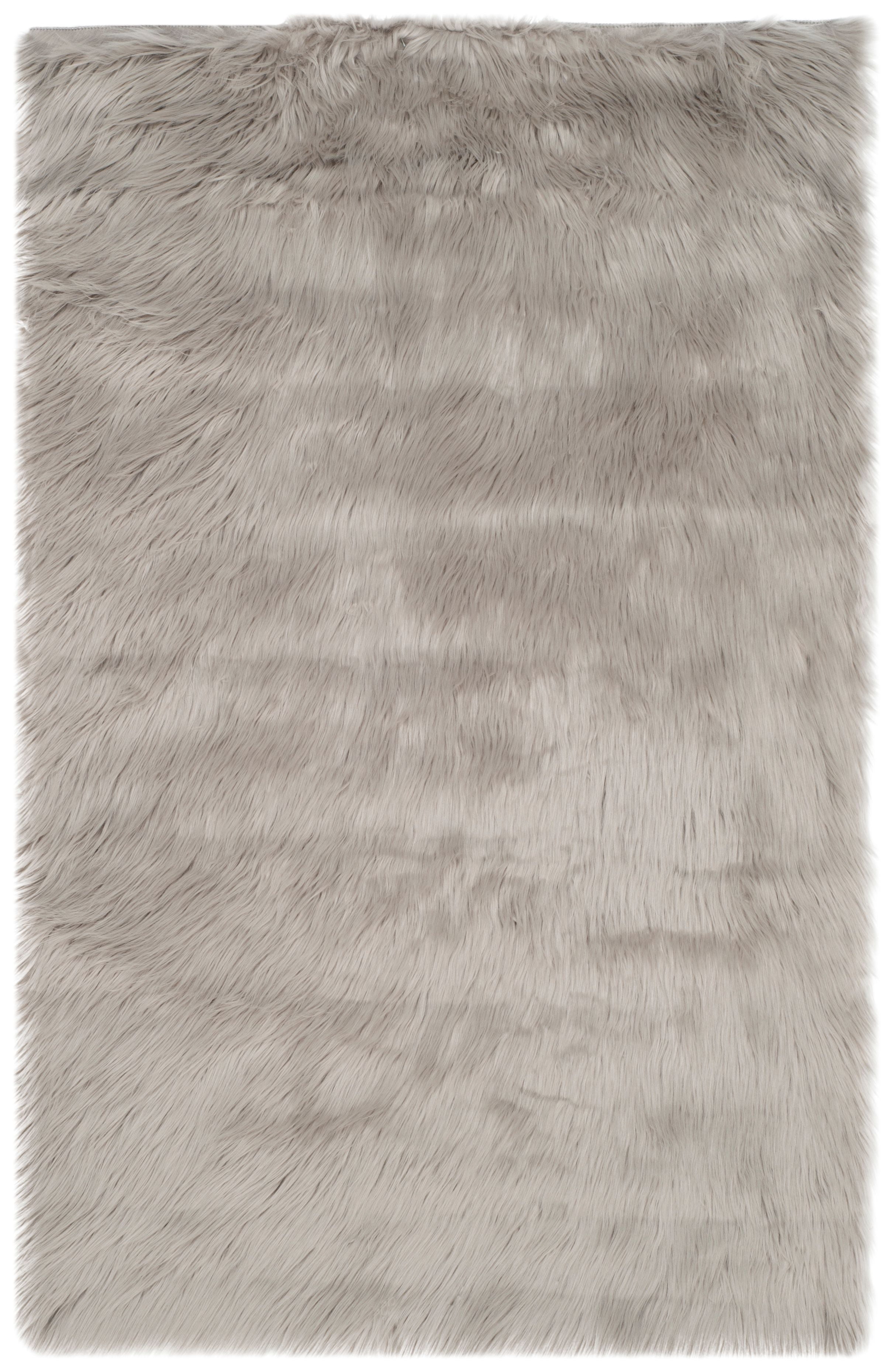 Handmade Luxe Gray Faux Sheepskin 30" Tufted Rectangular Rug