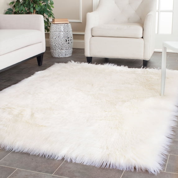 Safavieh Faux Sheep Skin Vesna Solid Area Rug, Ivory, 5' x 7'