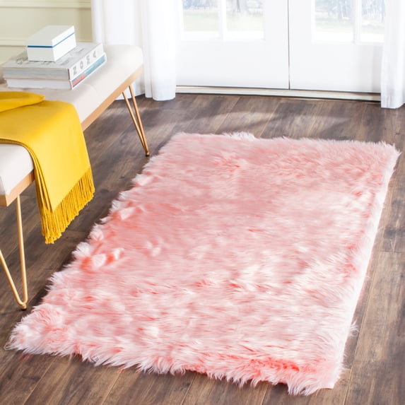 Safavieh Faux Sheep Skin Vesna Solid Area Rug, Pink, 3' x 5'
