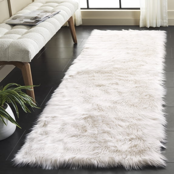 Safavieh Faux Sheep Skin Vesna Solid Runner Rug, Ivory, 2' x 6'
