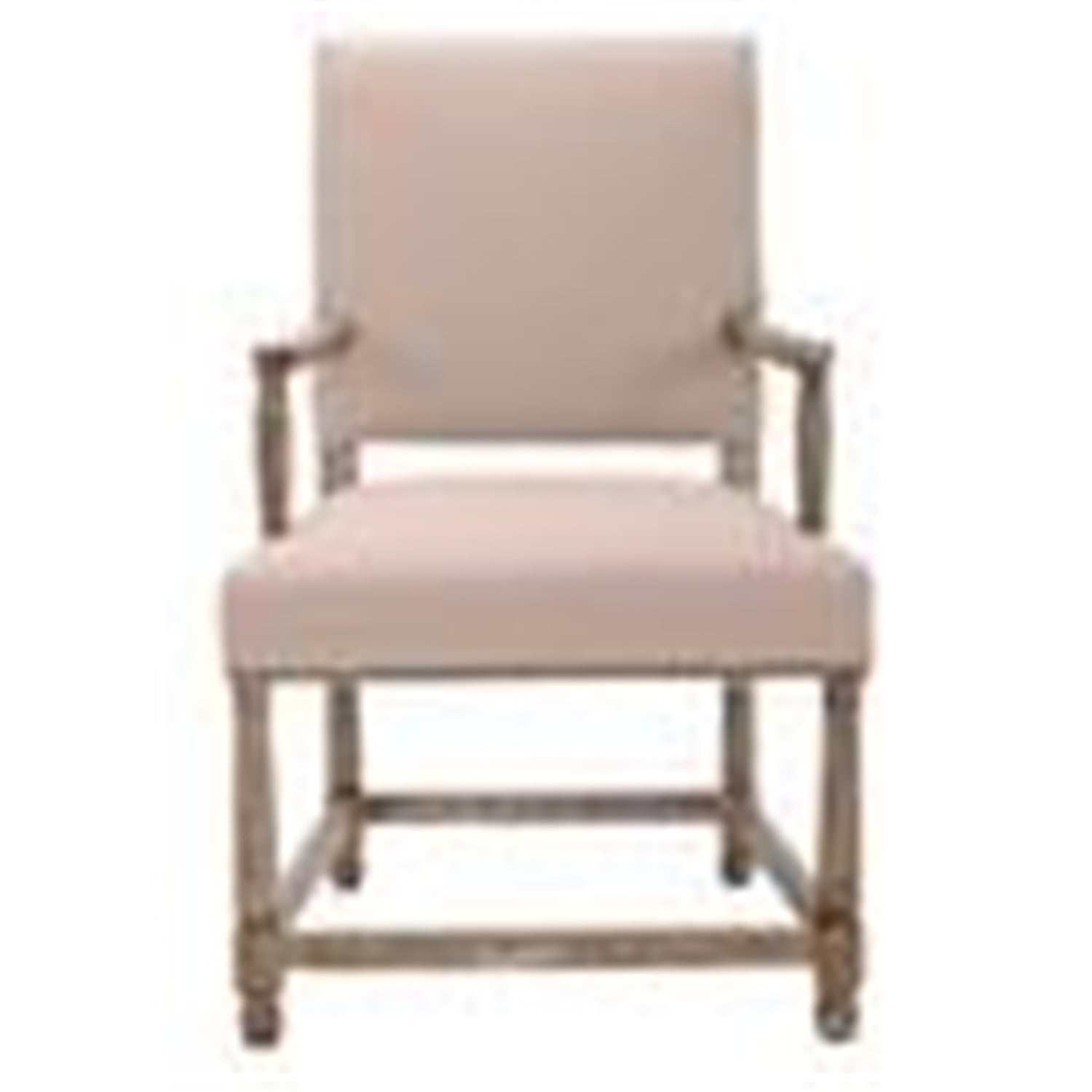 Beige Oak Wood Transitional Arm Chair with Linen Cushions