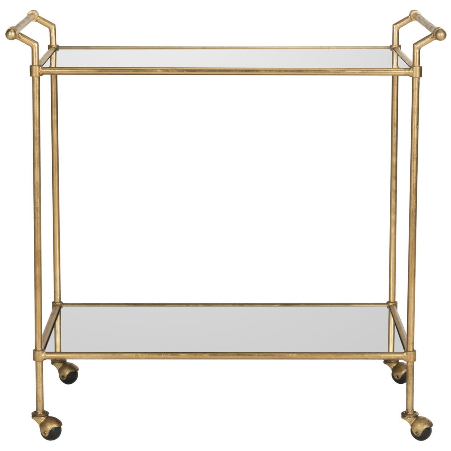 Felicity Gold and Mirror Two-Tier Bar Cart with Handles