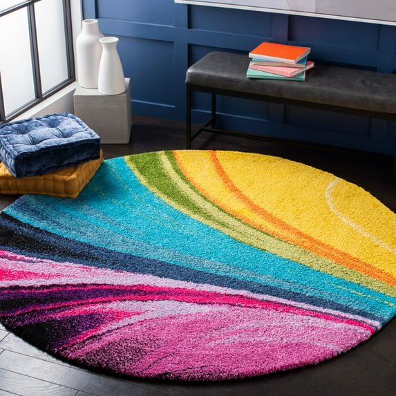 Safavieh Fiesta Dalach Abstract Shag Area Rug, Multi, 6'7" x 6'7" Round