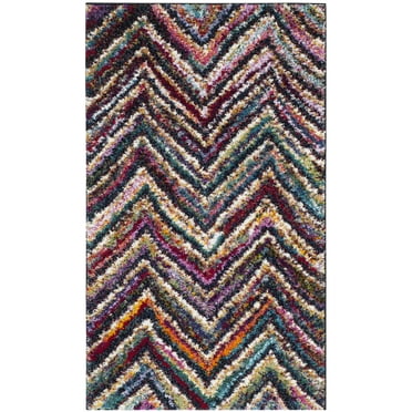 SAFAVIEH Fiesta Elijah Chevron Shag Area Rug, Multi, 2'3" x 4'