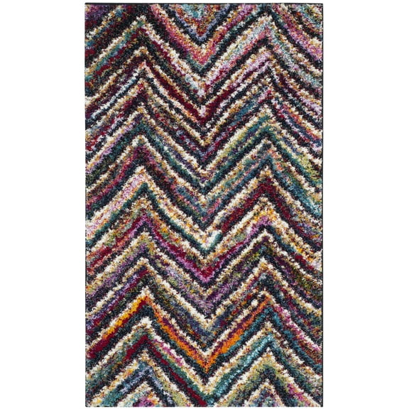 SAFAVIEH Fiesta Elijah Chevron Shag Area Rug, Multi, 2'3" x 4'