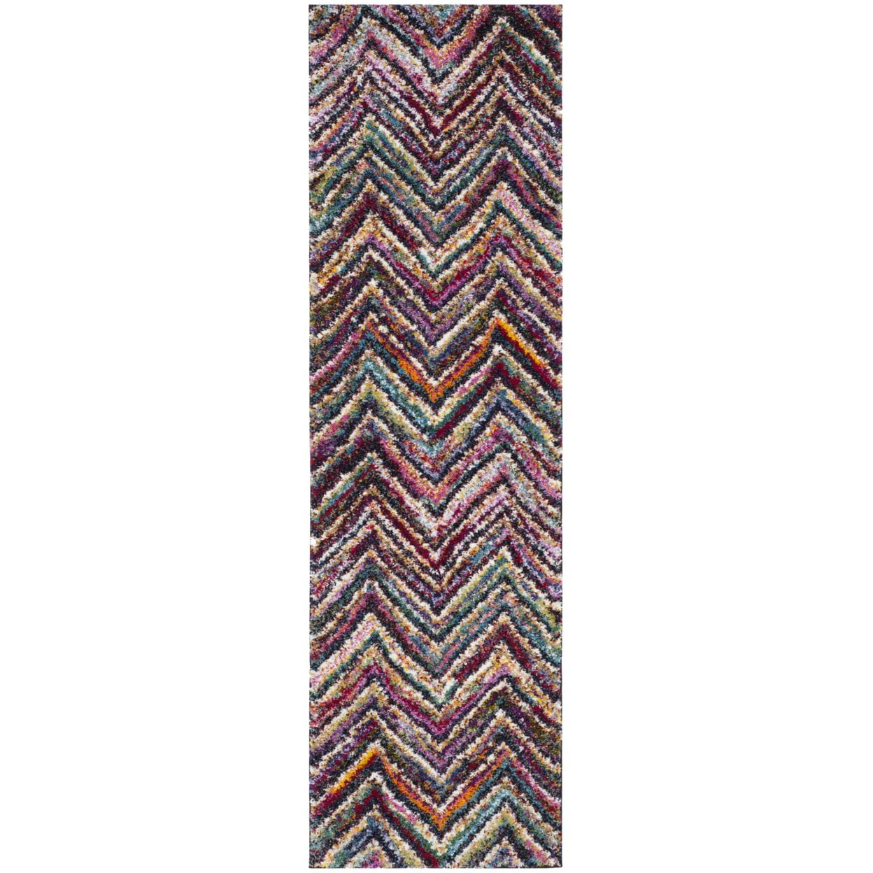 SAFAVIEH Fiesta Elijah Chevron Shag Runner Rug, Multi, 2'3