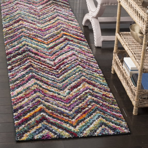 Safavieh Fiesta Elijah Chevron Shag Runner Rug, Multi, 2'3" x 8'