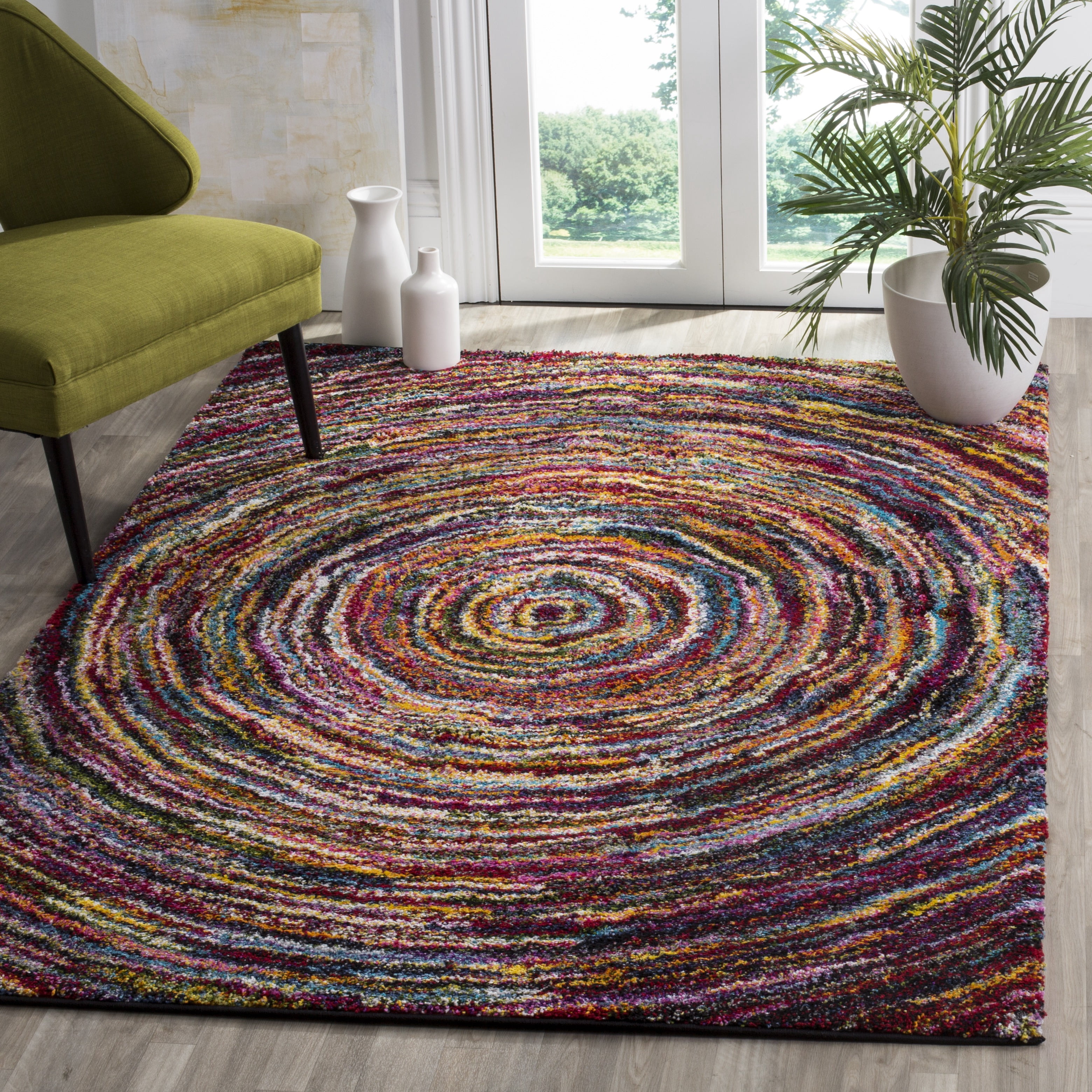 Safavieh Fiesta Lacklan Geometric Shag Area Rug, Multi, 6'7" x 9'2"