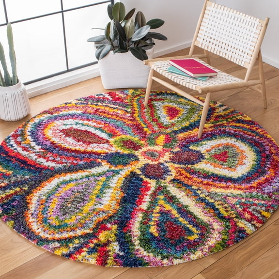 Safavieh Fiesta Ronald Floral Shag Area Rug, Multi, 6'7" x 6'7" Round