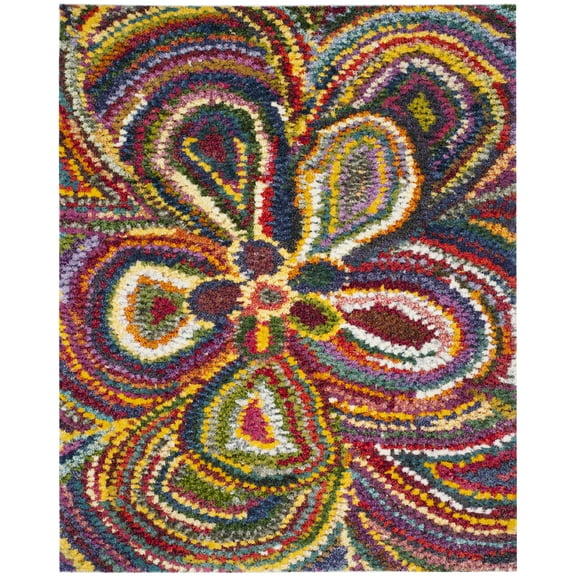 SAFAVIEH Fiesta Ronald Floral Shag Area Rug, Multi, 8' x 10'