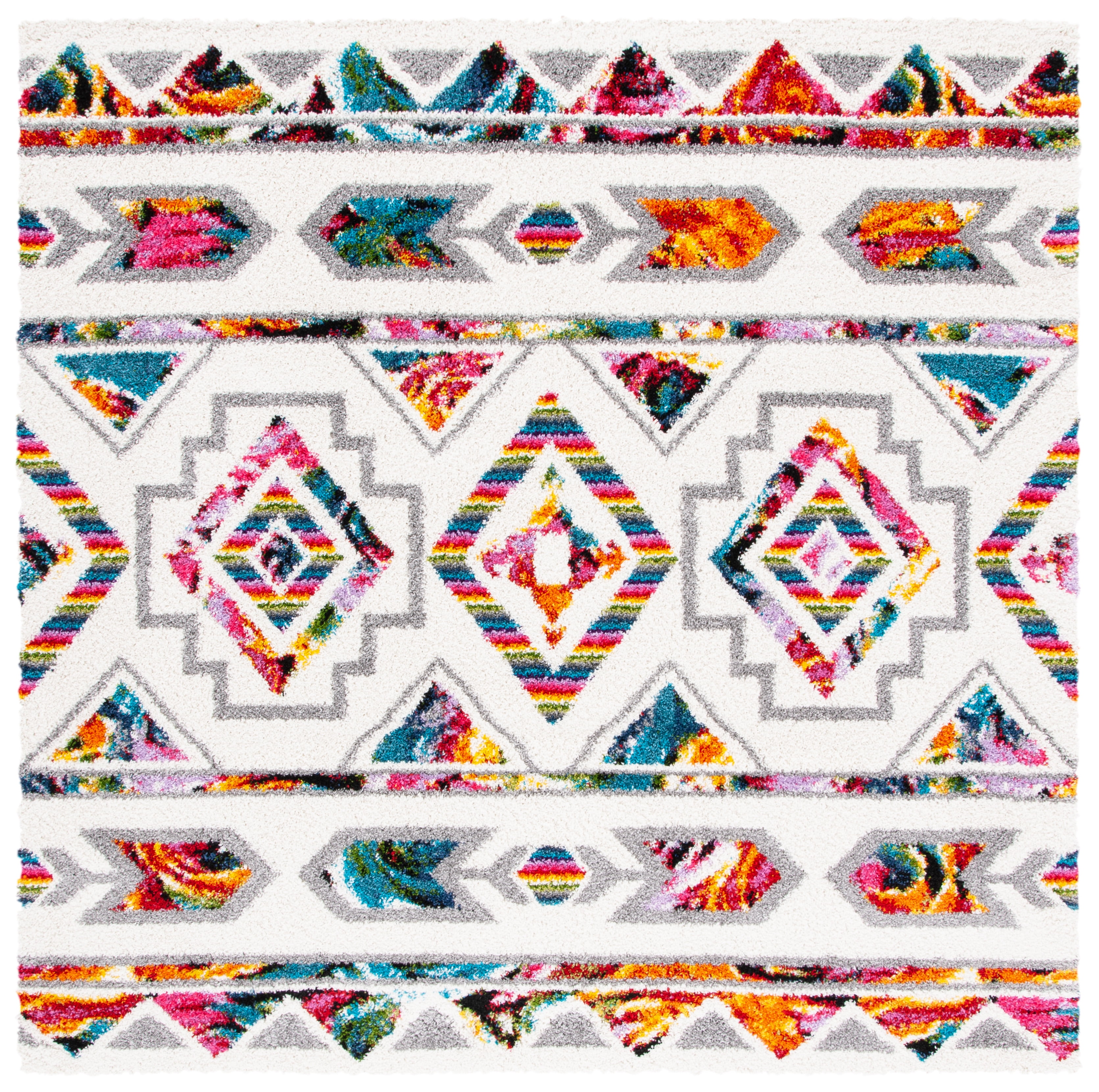 Fiesta Cream Hand-knotted Shag Square Rug 6'7"x6'7"