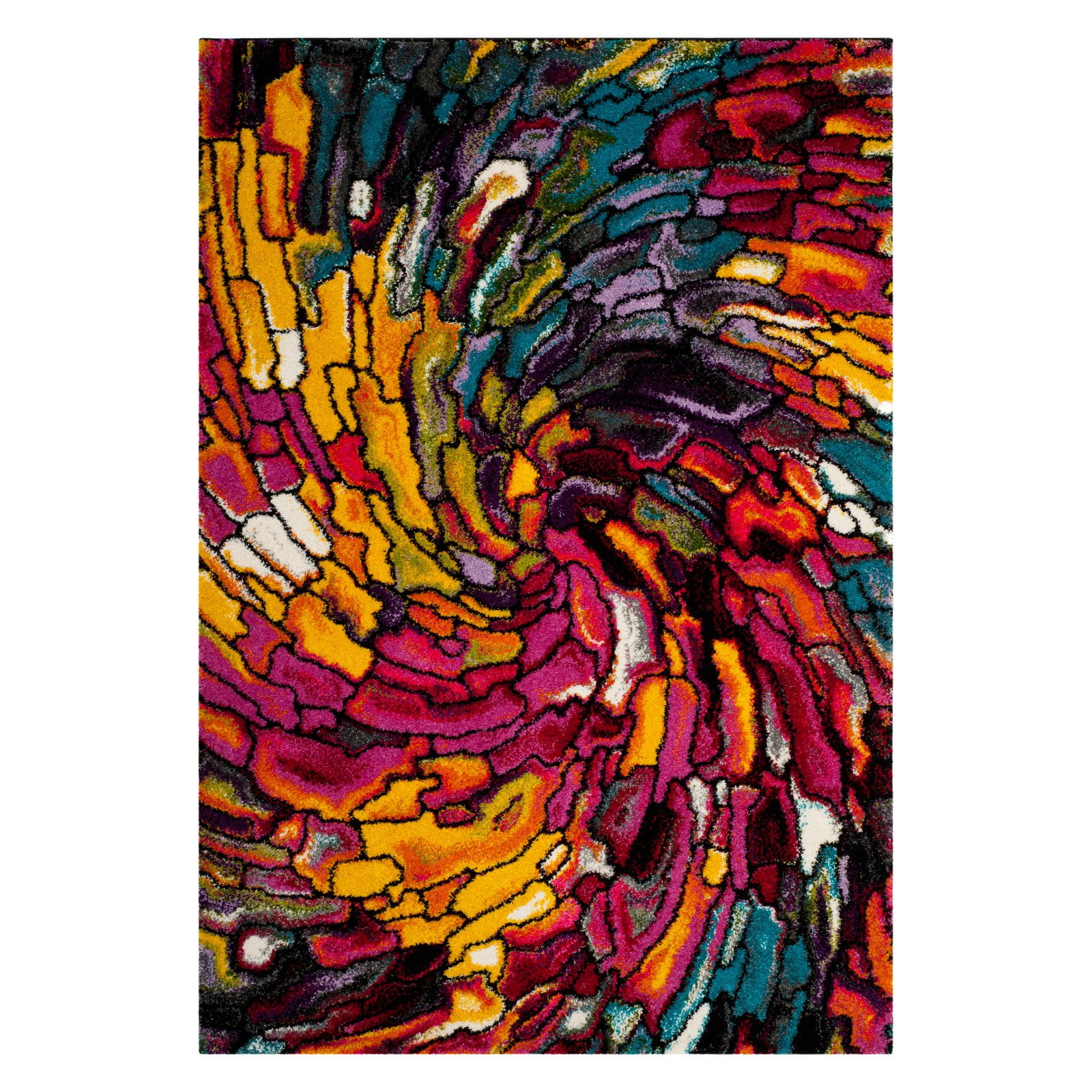 Abstract Multicolor Soft Shag Area Rug 4' x 6'
