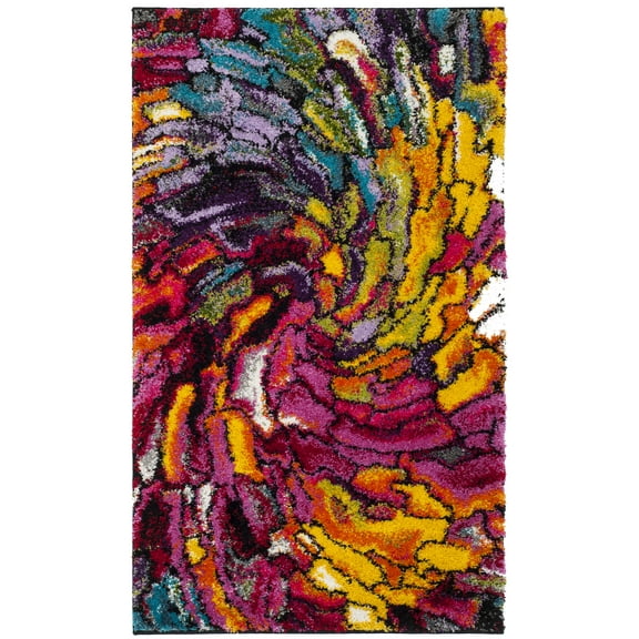 SAFAVIEH Fiesta Stamen Abstract Shag Area Rug, Multi, 2'3" x 4'