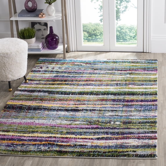 Safavieh Fiesta Willie Striped Shag Area Rug, Multi, 6'7" x 6'7" Square