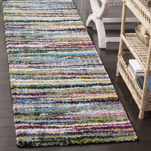 Safavieh Fiesta Willie Striped Shag Runner Rug, Multi, 2'3" x 8'