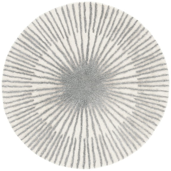 SAFAVIEH Fifth Avenue Asher Sunburst Area Rug, Ivory/Gray, 3' x 3' Round