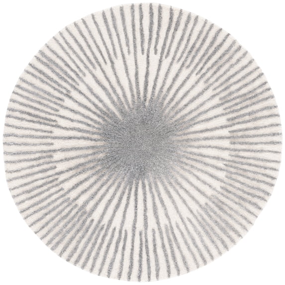 SAFAVIEH Fifth Avenue Asher Sunburst Area Rug, Ivory/Gray, 5' x 5' Round