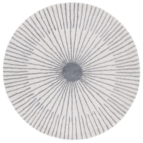 SAFAVIEH Fifth Avenue Asher Sunburst Area Rug, Ivory/Gray, 6' x 6' Round